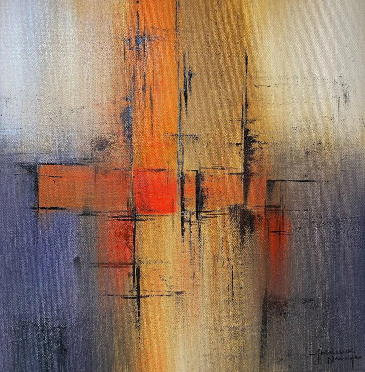 Abstract (ART-3512-115612) - Handpainted Art Painting - 12in X 12in