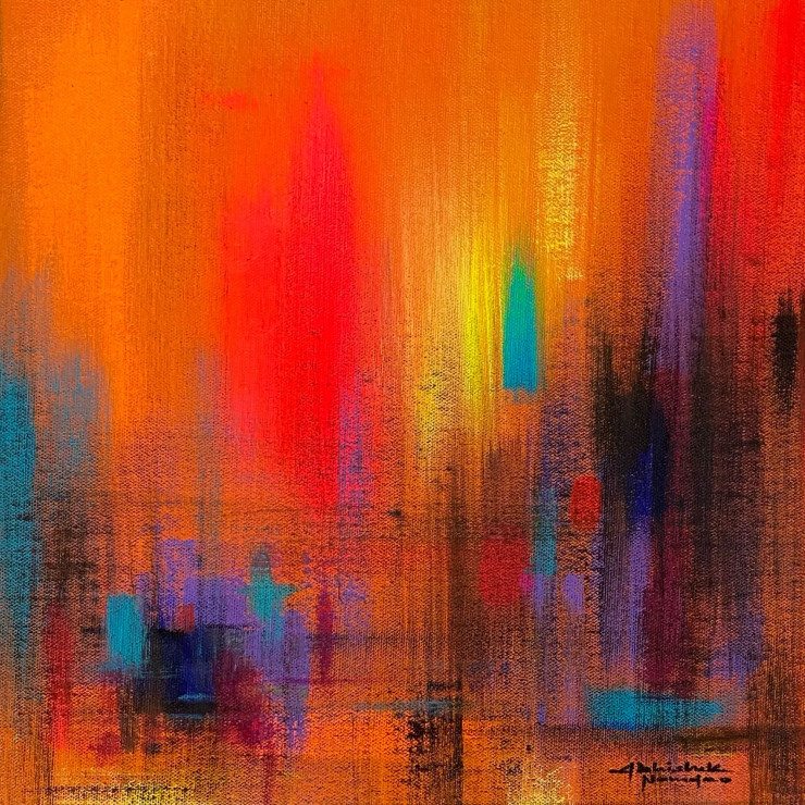 Abstract (ART-3512-115611) - Handpainted Art Painting - 12in X 12in