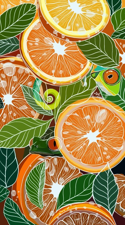 Citrus Jungle (PRT-17657-115606) - Canvas Art Print - 13in X 24in