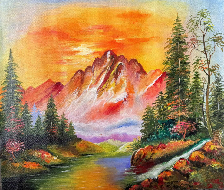 Whispers Of The Golden Vale (ART-17638-115652) - Handpainted Art Painting - 21in X 18in