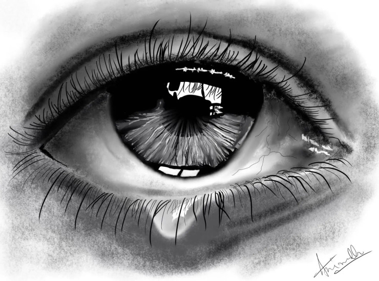 "Reflections Of Sorrow" (PRT-17631-115689) - Canvas Art Print - 24in X 18in