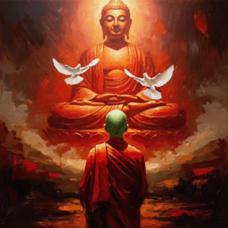 The Contemplative Flame (PRT-15697-115702) - Canvas Art Print - 60in X 60in