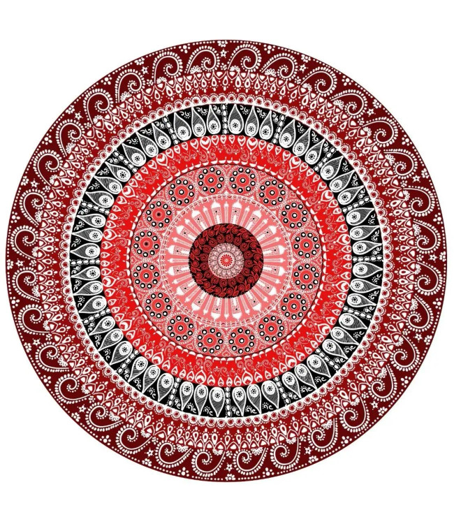 Red Mandala Of Strength And Harmony (ART-17688-115764) - Handpainted Art Painting - 16in X 16in