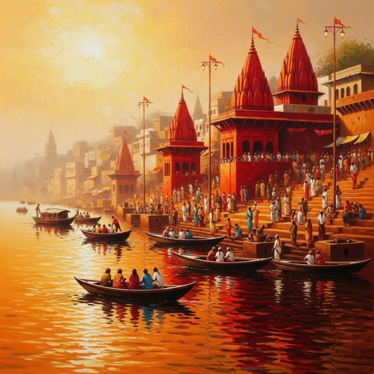 Sacred Waters, Sacred Lights (PRT-15697-115681) - Canvas Art Print - 60in X 60in