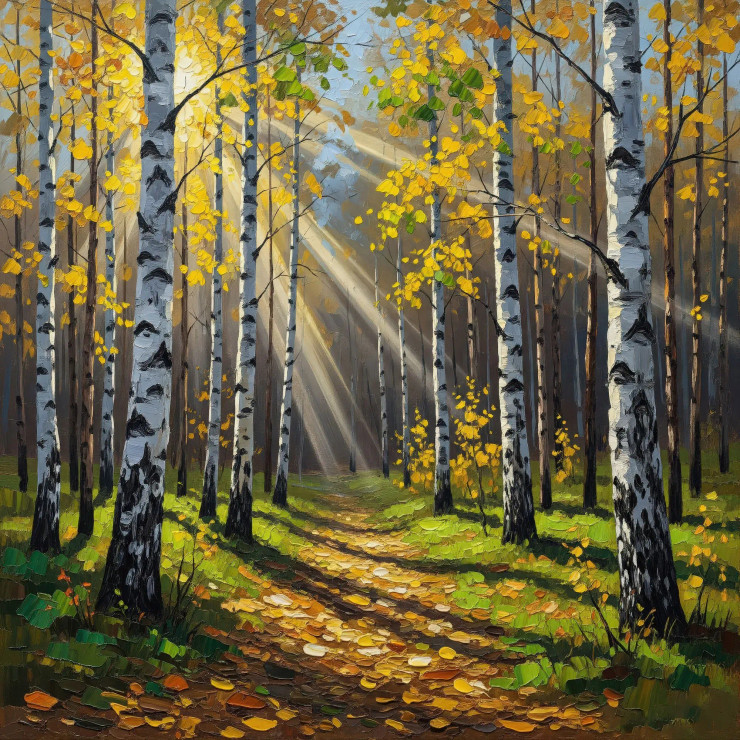 Golden Pathway (PRT-15697-115795) - Canvas Art Print - 60in X 60in