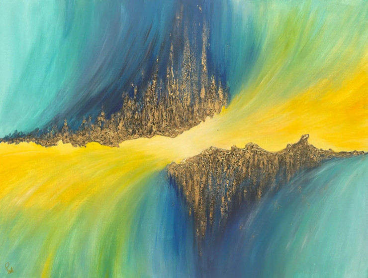 Glimmering Depth (ART-7383-115823) - Handpainted Art Painting - 48in X 36in