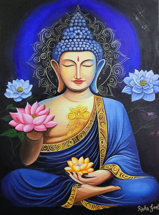 Lord Buddha (PRT-17594-115595) - Canvas Art Print - 18in X 24in