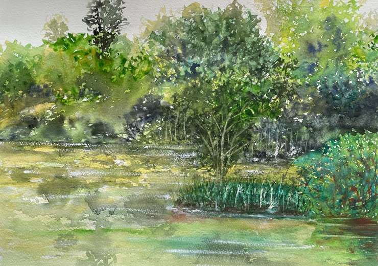 Shades Of Green (ART-8841-115896) - Handpainted Art Painting - 15in X 11in