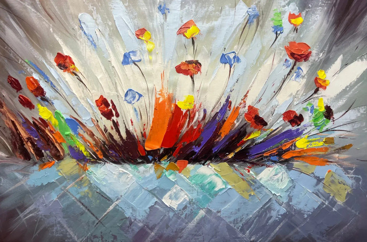 Flower Painting (ART-6706-115932) - Handpainted Art Painting - 46in X 32in