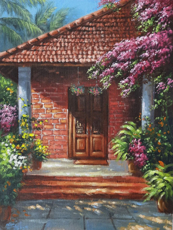 The Afternoon Light (ART-4815-115949) - Handpainted Art Painting - 12in X 16in