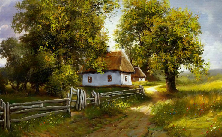 VIllage Series (PRT_15987) - Canvas Art Print - 43in X 27in
