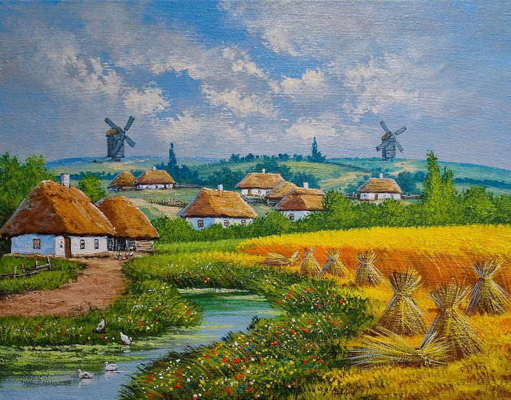 Village Series (PRT_16000) - Canvas Art Print - 39in X 30in