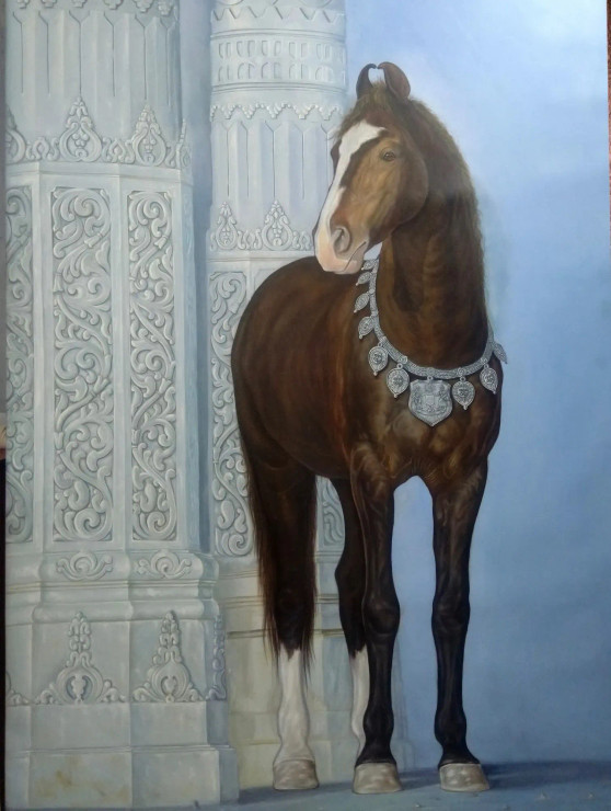 Buy Stallion Jaidev - Realistic Equine Art Painting Online | Fizdi