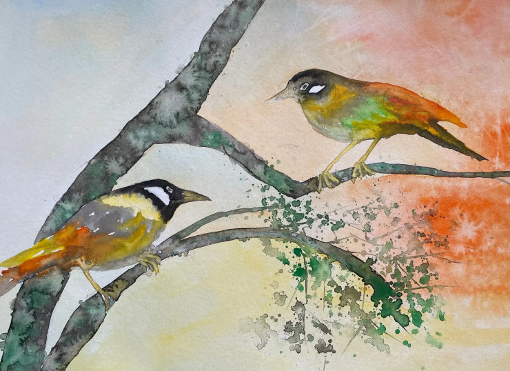 Bird 35 (ART-8841-116008) - Handpainted Art Painting - 11in X 8in