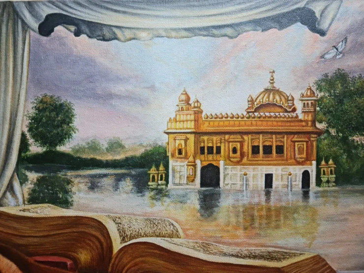 Golden Temple Amritsar (ART-2078-116021) - Handpainted Art Painting - 16in X 11in