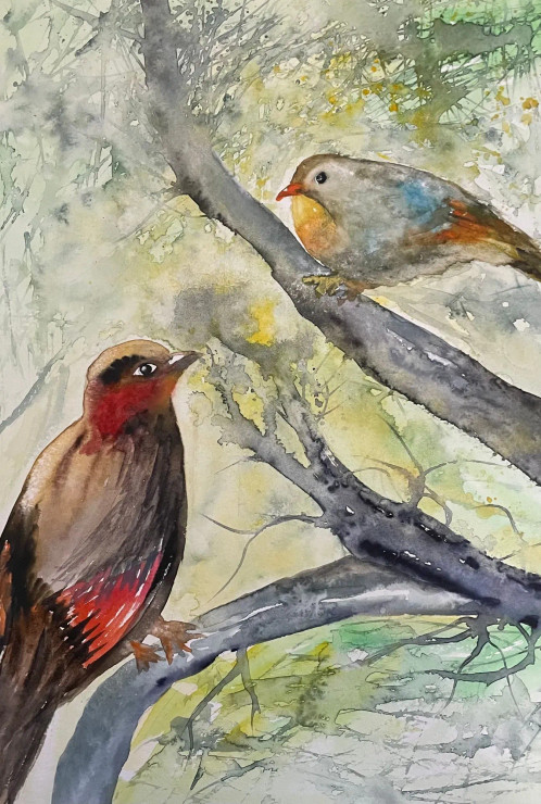Bird 32 (ART-8841-116002) - Handpainted Art Painting - 8in X 11in