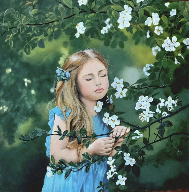 Tender Touch (ART-17731-116049) - Handpainted Art Painting - 18in X 18in