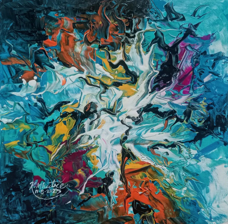 Explosion Of Dreams (ART-1230-116137) - Handpainted Art Painting - 12in X 12in