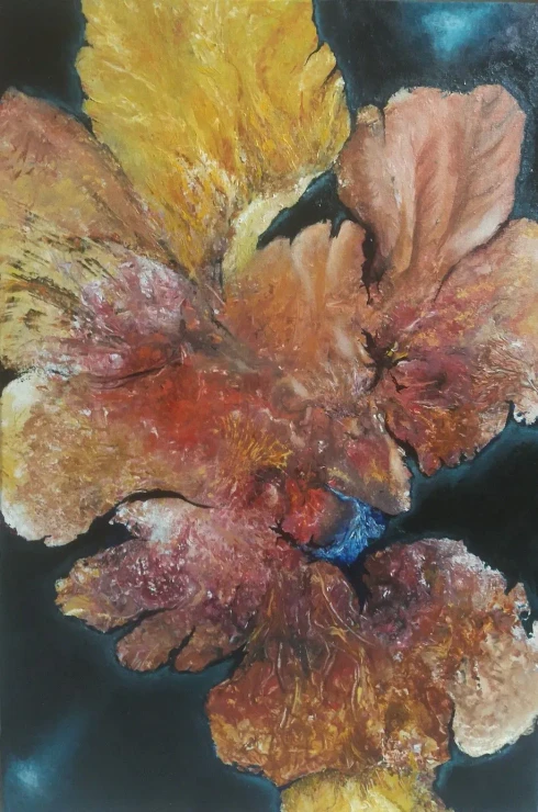 Floral - 'Red Orange Yellow Green Blue' (ART-1626-116146) - Handpainted Art Painting - 20in X 30in