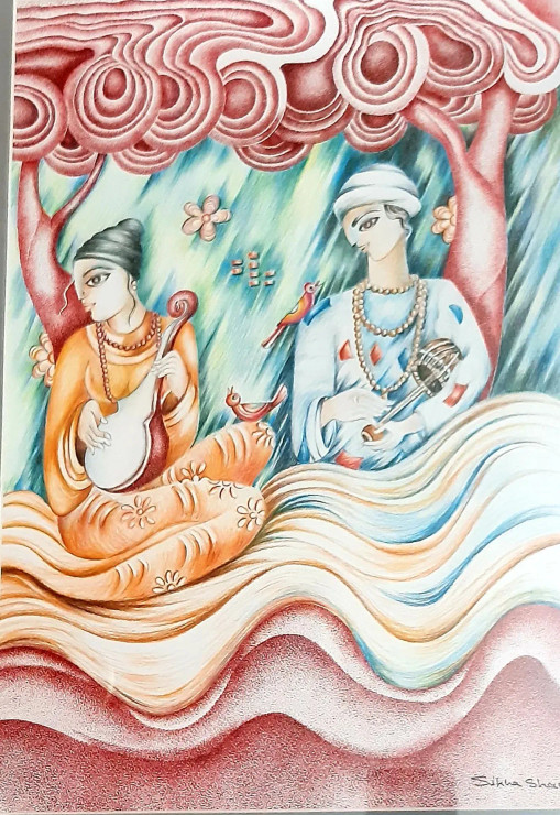 Love (ART-17761-116305) - Handpainted Art Painting - 11in X 16in