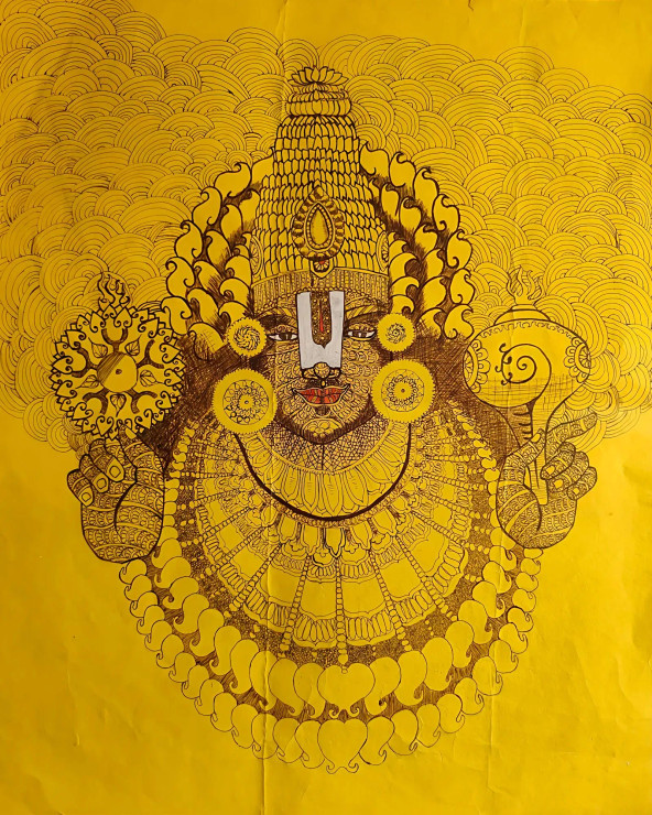 The Perumal (ART-17742-116291) - Handpainted Art Painting - 15in X 20in