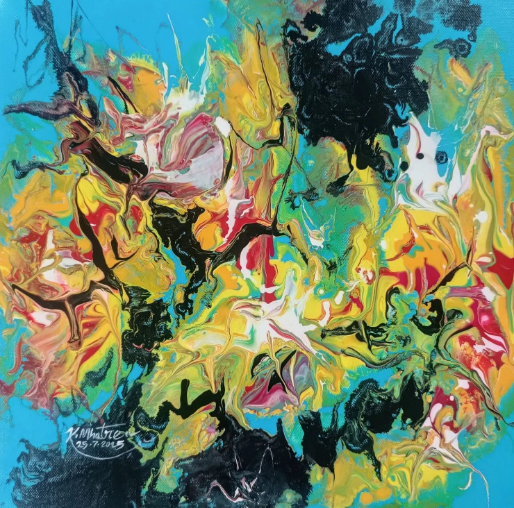 Dancing Flames Of Nature (ART-1230-116133) - Handpainted Art Painting - 12in X 12in