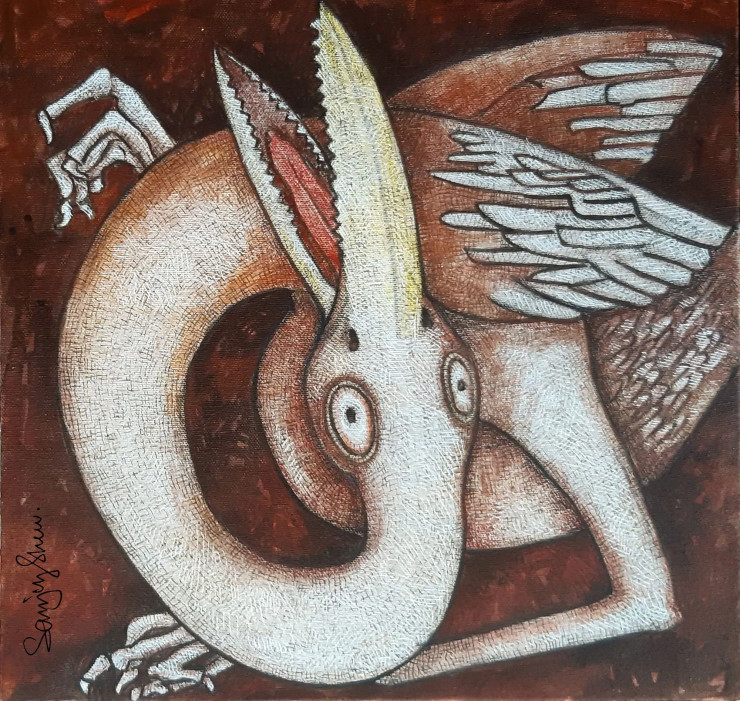 The Predator (ART-17779-116433) - Handpainted Art Painting - 12in X 12in
