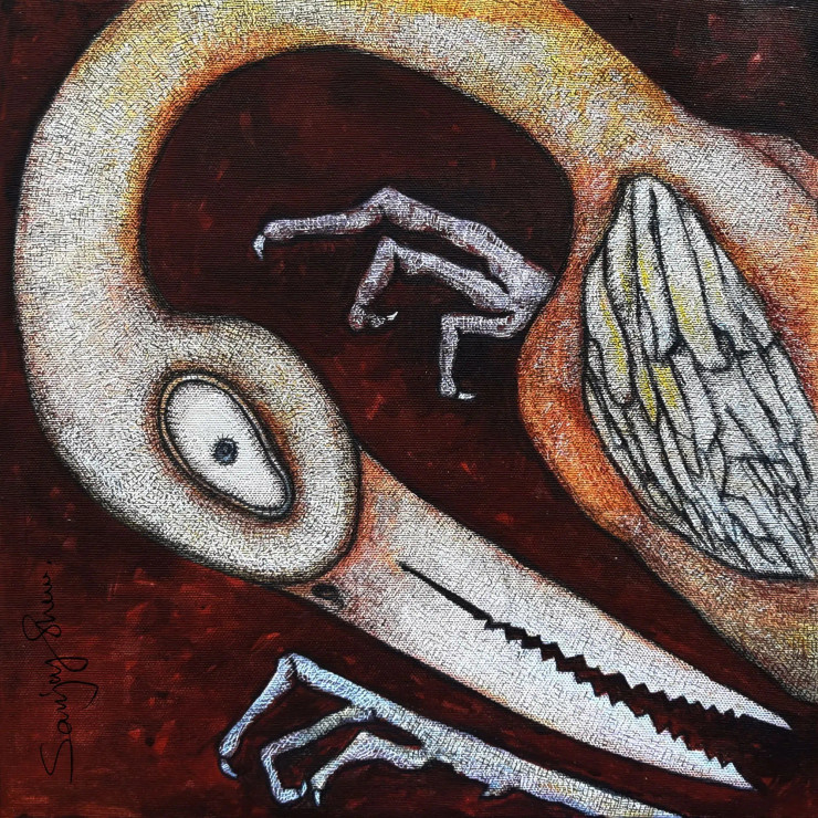 The Devoured (ART-17779-116428) - Handpainted Art Painting - 12in X 12in