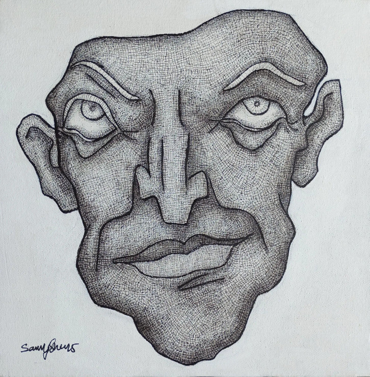 The Grin (ART-17779-116426) - Handpainted Art Painting - 12in X 12in