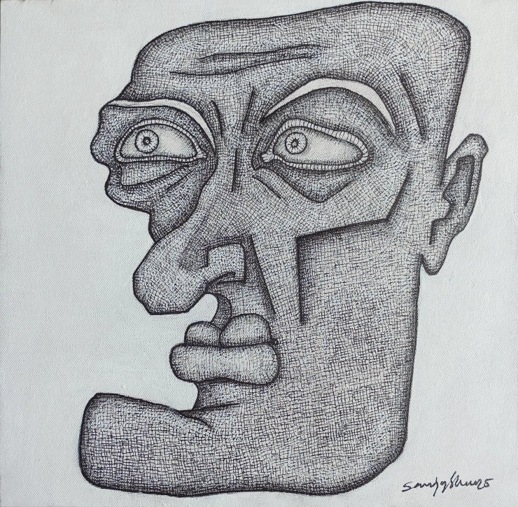 The Witness (ART-17779-116424) - Handpainted Art Painting - 12in X 12in