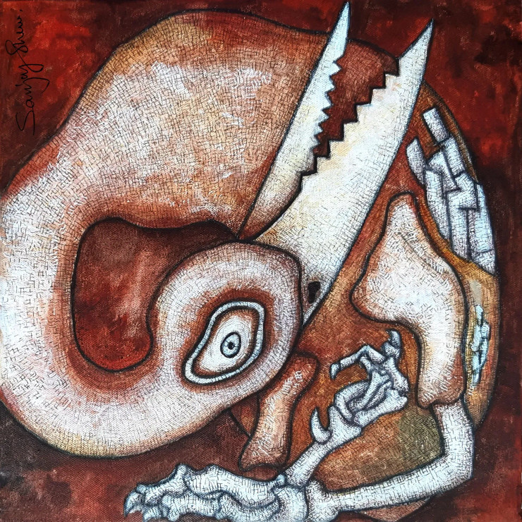 The Cocoon (ART-17779-116429) - Handpainted Art Painting - 12in X 12in