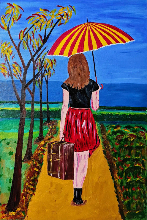 Journey Ahead (ART-17802-116555) - Handpainted Art Painting - 28in X 41in