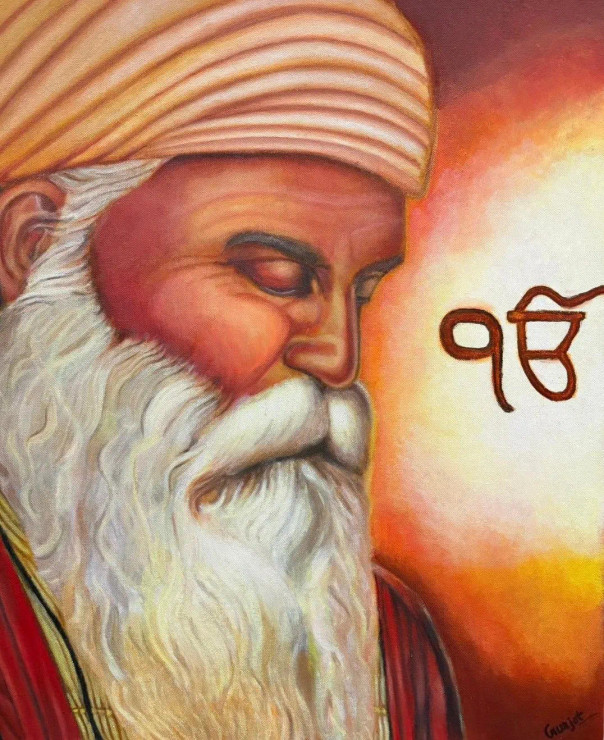Guru Nanak Dev Ji (ART-17782-116572) - Handpainted Art Painting - 20in X 24in