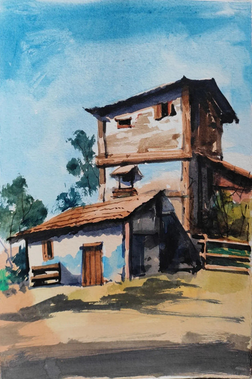 Household (ART-7901-116704) - Handpainted Art Painting - 8in X 10in