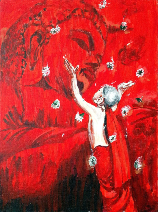 Buddha (ART-17820-116695) - Handpainted Art Painting - 24in X 28in