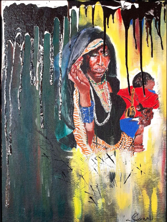 Women (ART-17820-116684) - Handpainted Art Painting - 20in X 28in