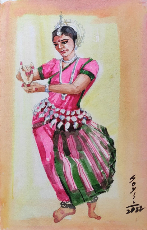 Kathakali (ART-7901-116778) - Handpainted Art Painting - 8in X 11in