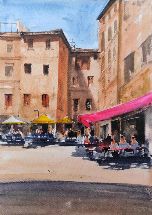 City (ART-7901-116805) - Handpainted Art Painting - 8in X 12in