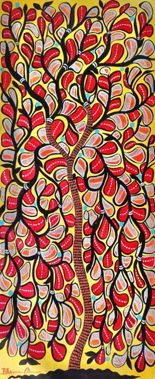 Dawn At The Tree Of Life (ART-8725-116813) - Handpainted Art Painting - 18in X 46in