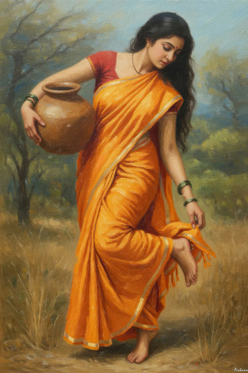 Whispers Of The Golden Dusk (Orange Theme) (PRT-15697-116822) - Canvas Art Print - 20in X 30in