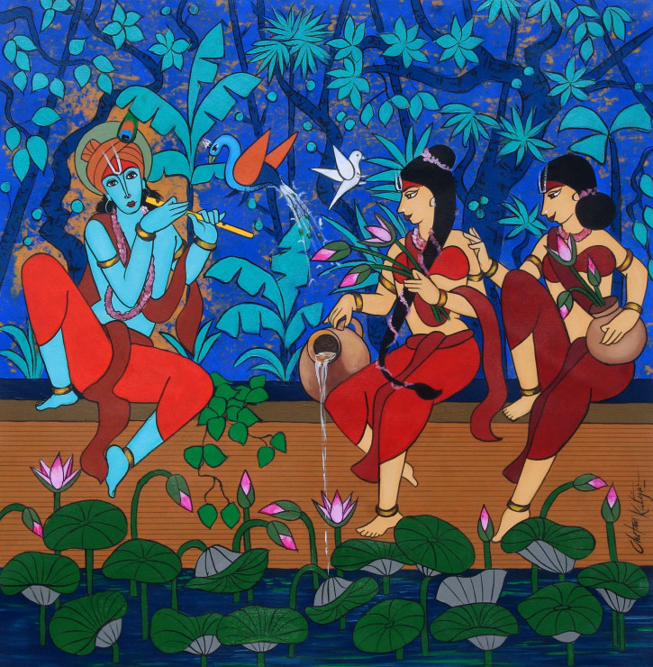Divine Love (ART-3324-116602) - Handpainted Art Painting - 36in X 36in