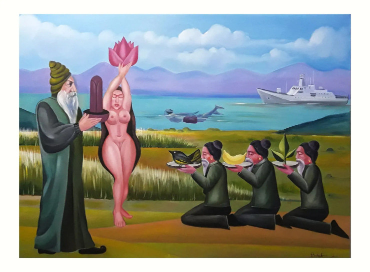 THE GREAT OSHO (ART-17805-116522) - Handpainted Art Painting - 36in X 12in