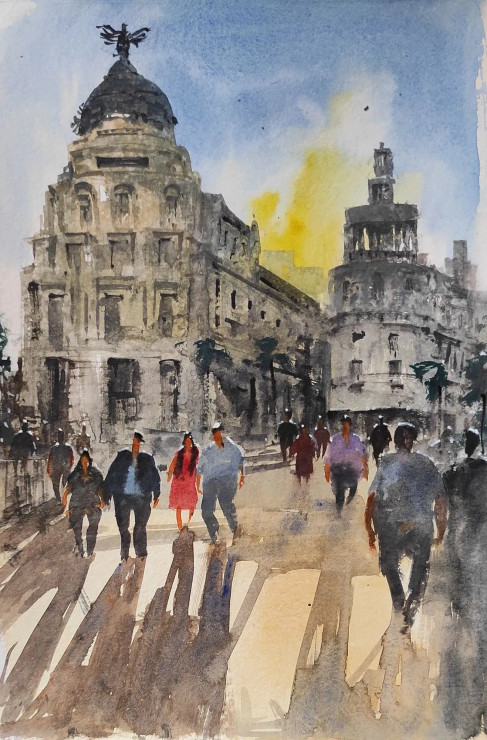 City (ART-7901-116730) - Handpainted Art Painting - 8in X 10in