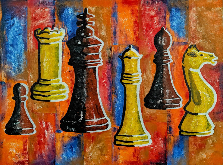 The Game Of Power (ART-17802-117008) - Handpainted Art Painting - 40in X 30in