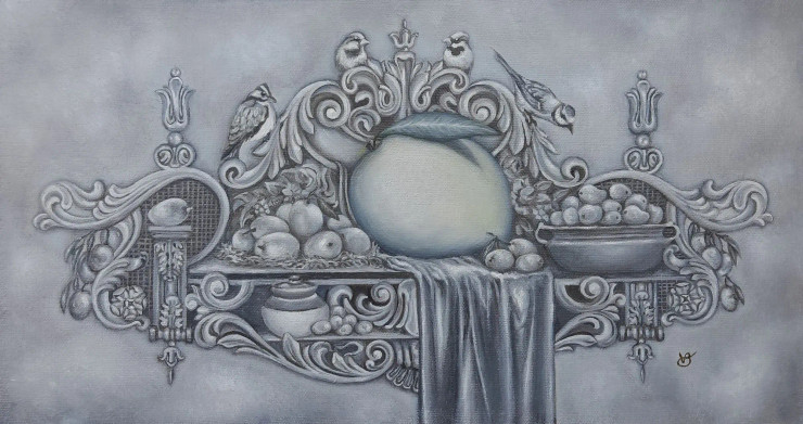National Fruit – Artistic Mango (ART-8857-116945) - Handpainted Art Painting - 16in X 9in