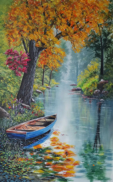 Silent Conversation (ART-5868-117055) - Handpainted Art Painting - 22in X 36in