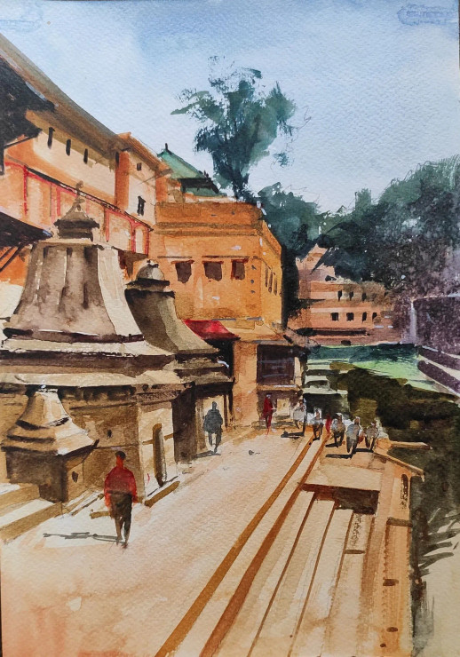 Banaras Series (ART-7901-116882) - Handpainted Art Painting - 8in X 12in