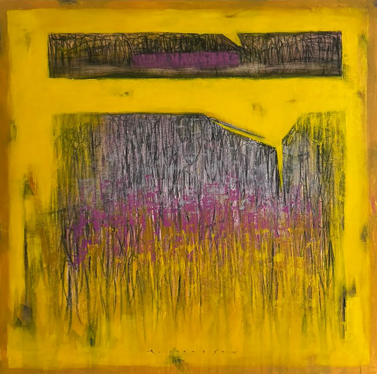 Voices In Yellow (ART-8069-117158) - Handpainted Art Painting - 48in X 48in