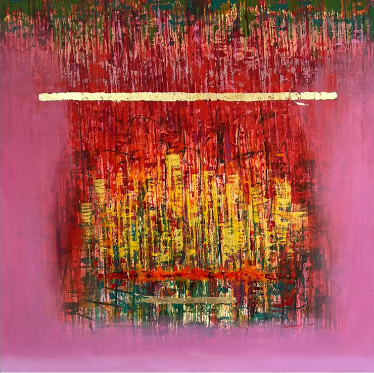 Welcome Pink (ART-8069-117152) - Handpainted Art Painting - 48in X 48in