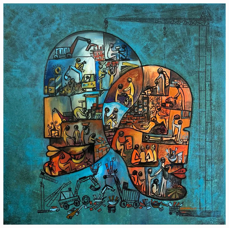Rational Rhythm (ART-16405-117165) - Handpainted Art Painting - 36in X 36in